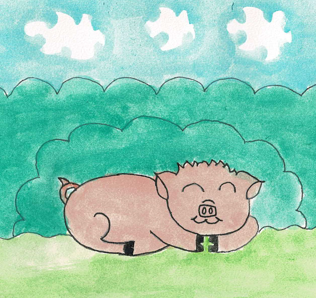 Gulliver das Schwein schläft